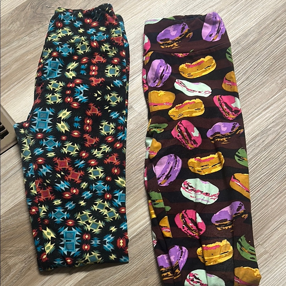2 pair of Lularor Colorful Patterned Leggings Set one size